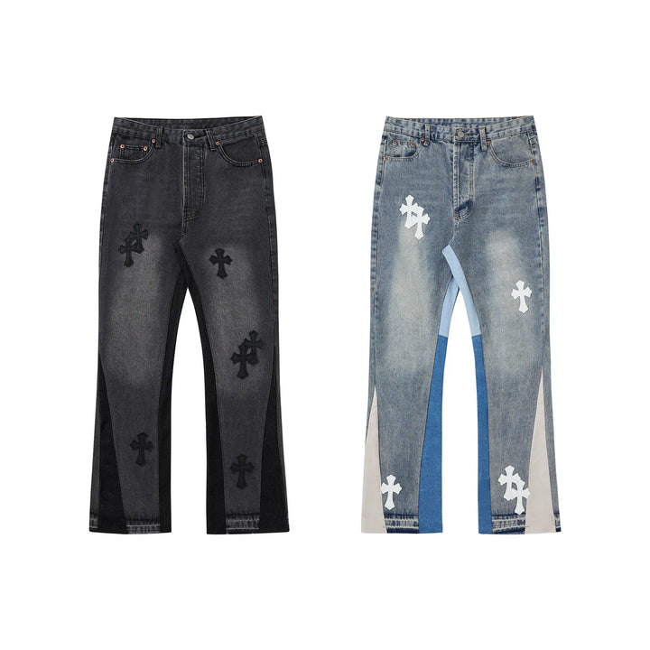 Patchwork Cross Denim Pants