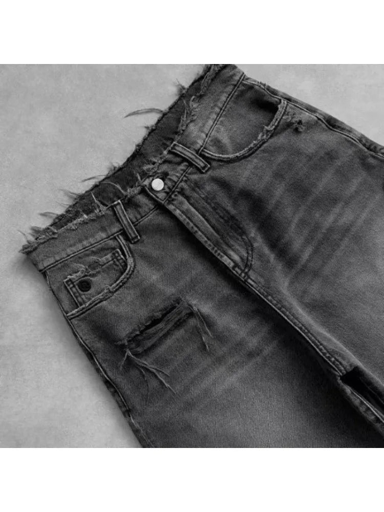 Distressed Edge Denim Shorts
