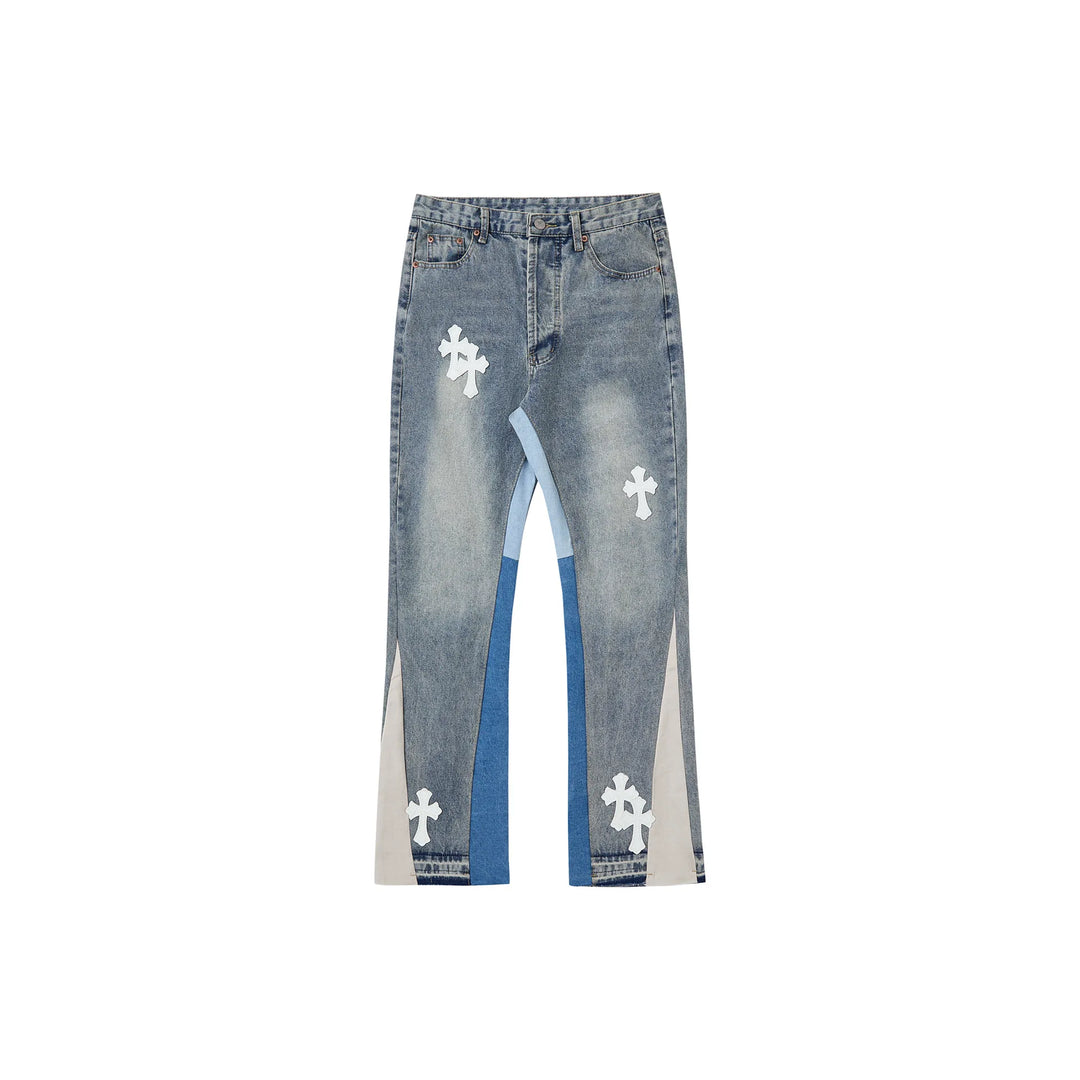Patchwork Cross Denim Pants