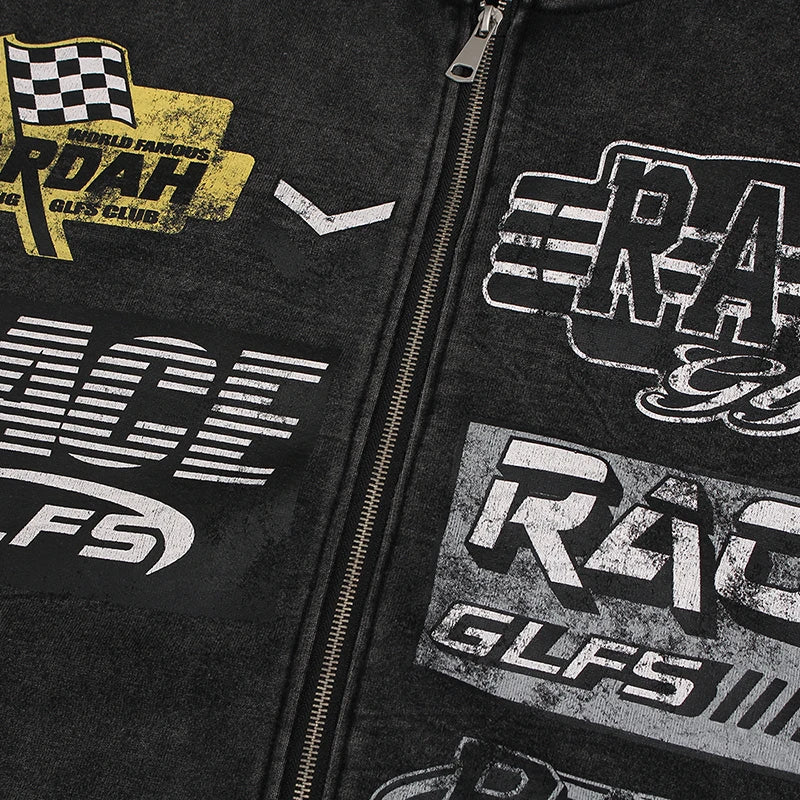 Racing Graphic Zip Hoodie
