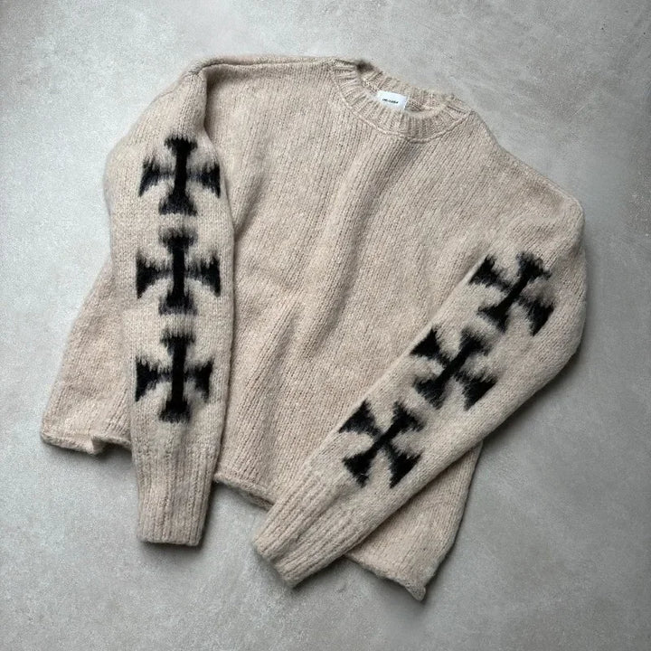 Cross Pattern Knitted Sweater