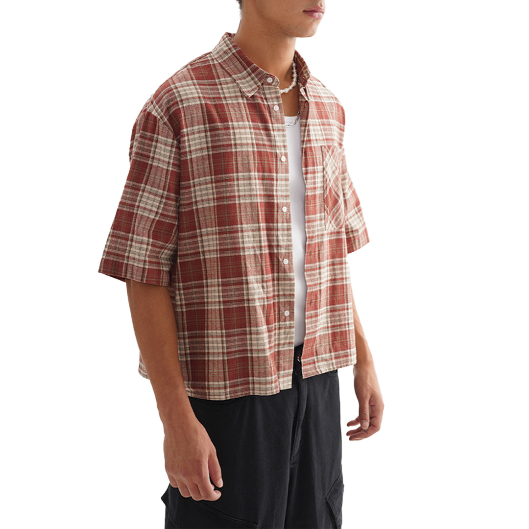 Retro Grid Button Shirt