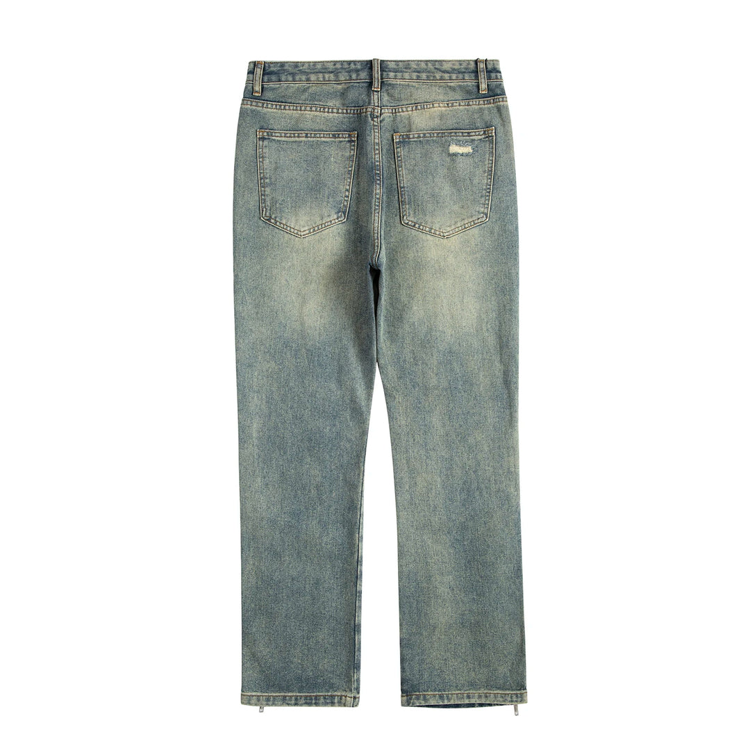 Distressed Button Detail Denim Pants