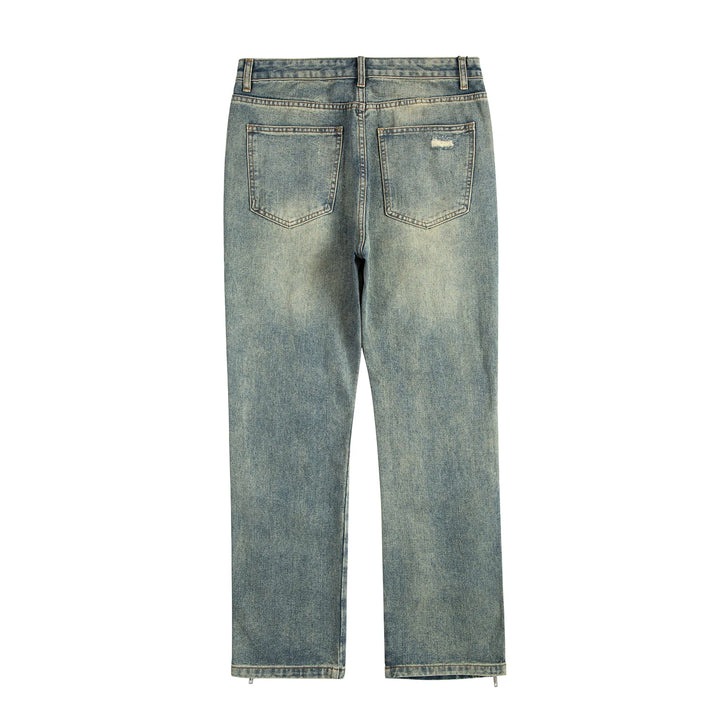 Distressed Button Detail Denim Pants