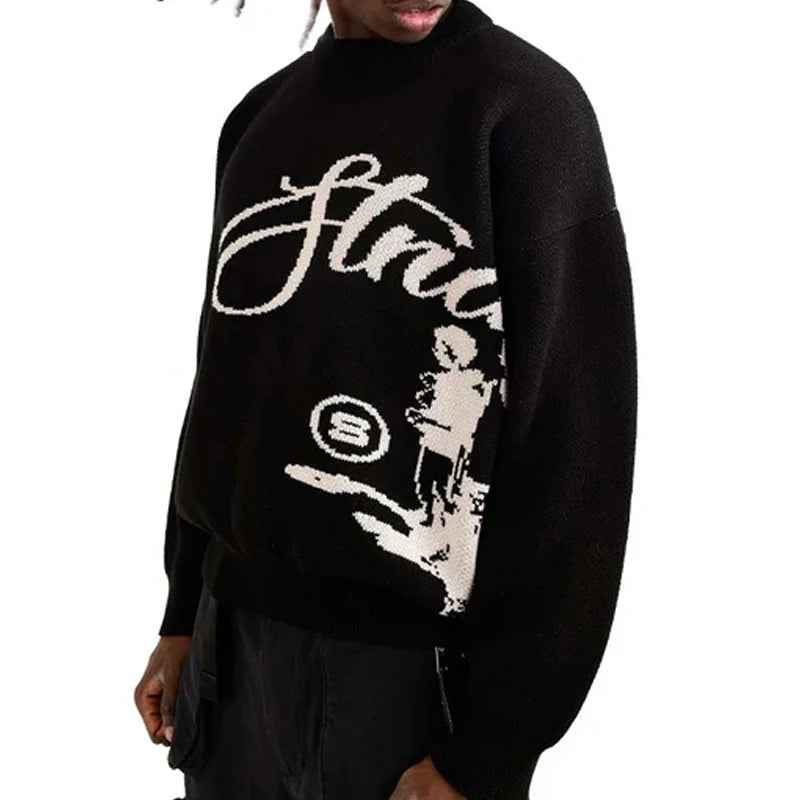 Abstract Graphic Knit Sweater