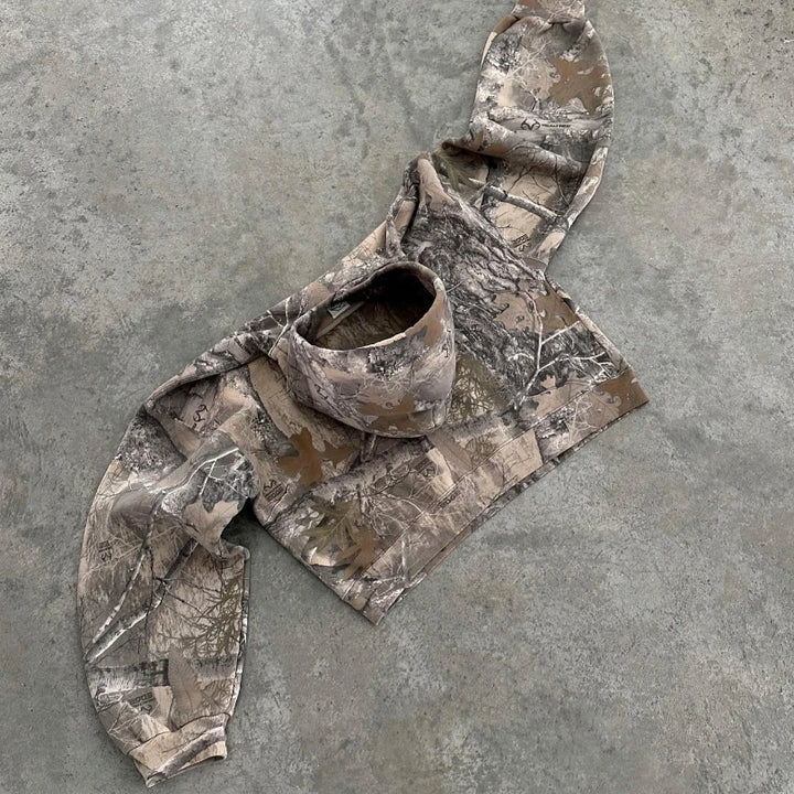 Retro Hoodie Camouflage Print Sweatshirts