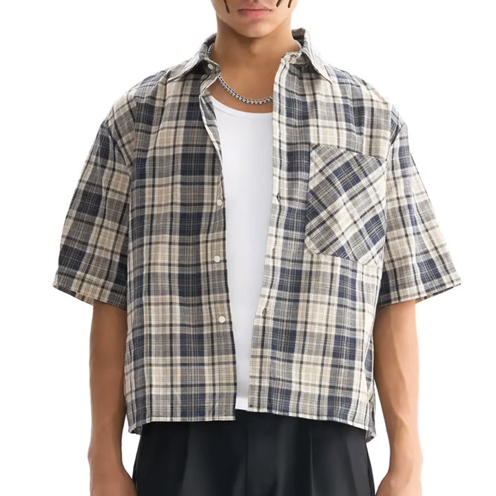 Retro Grid Button Shirt