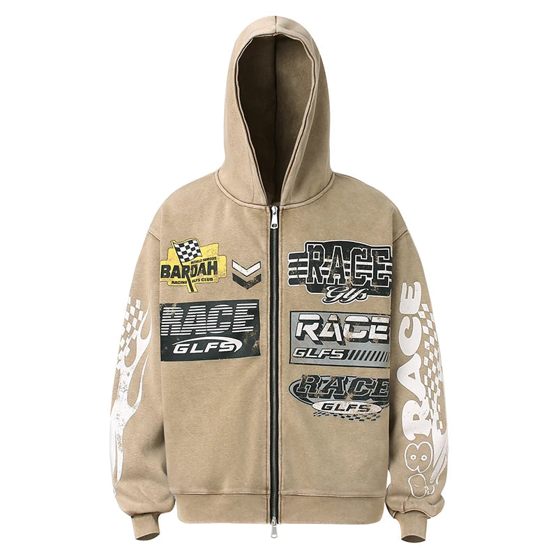 Racing Graphic Zip Hoodie