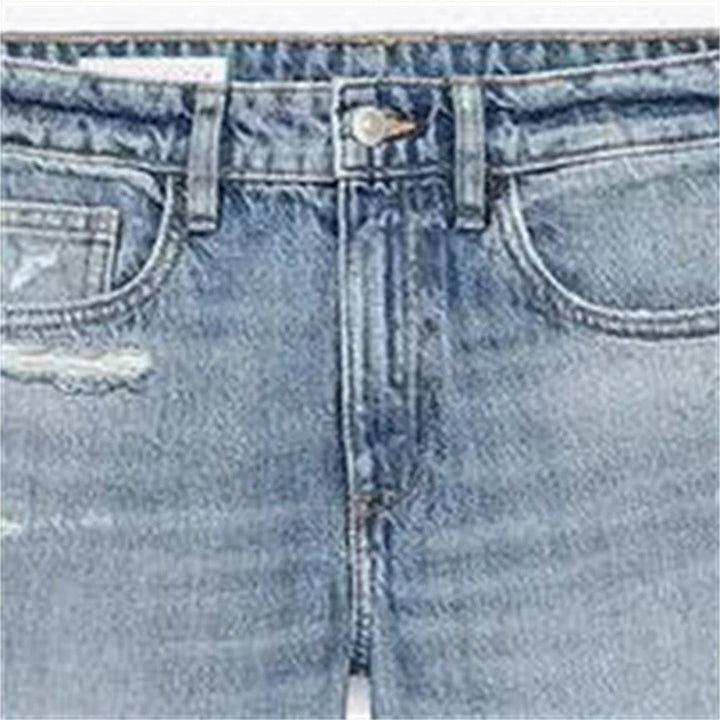 Distressed Straight-Leg Jeans