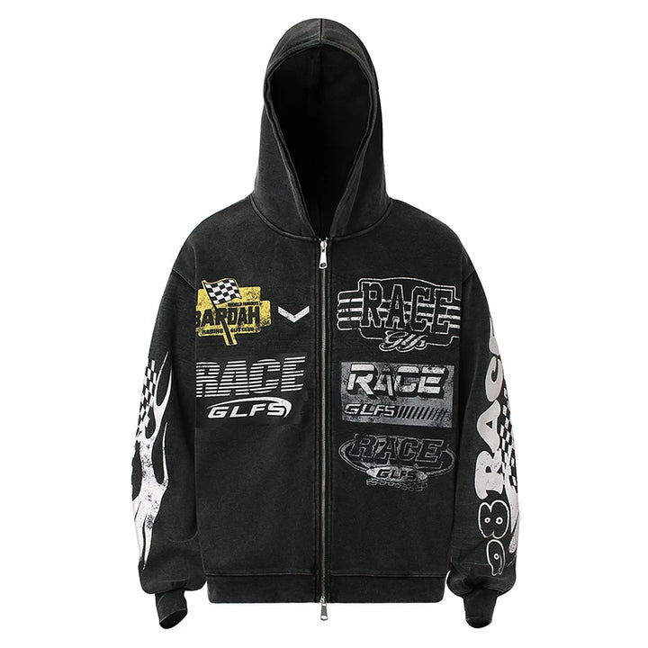 Racing Graphic Zip Hoodie