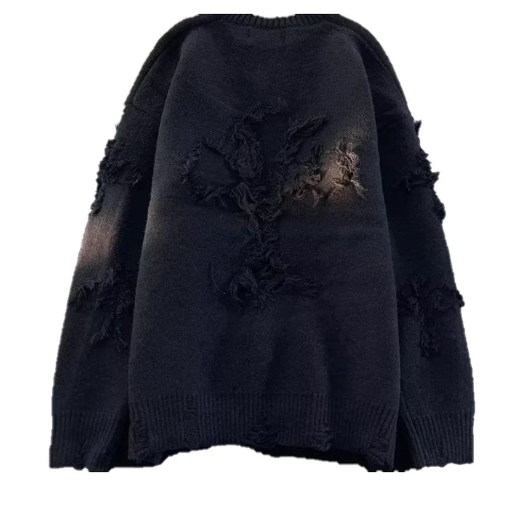 Distressed Knit Pullover Sweater