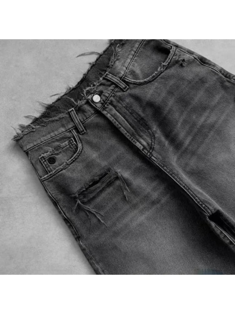 Distressed Edge Denim Shorts