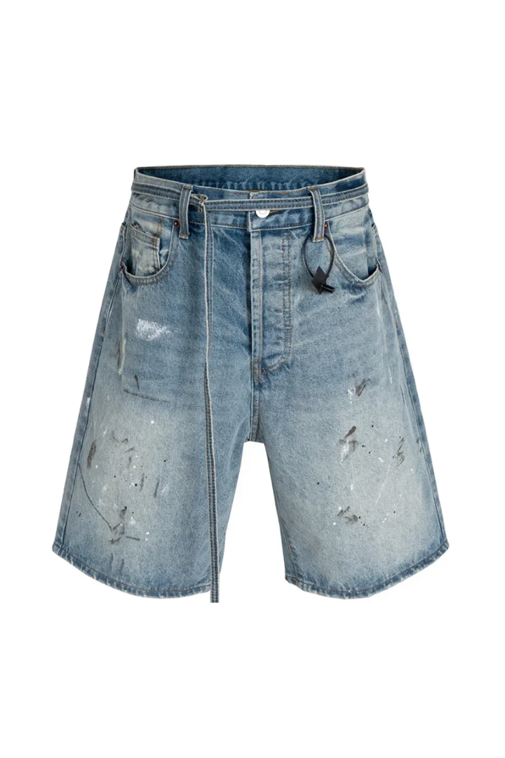 Splatter Denim Shorts