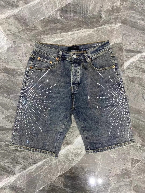 Starburst Rhinestone Denim Shorts