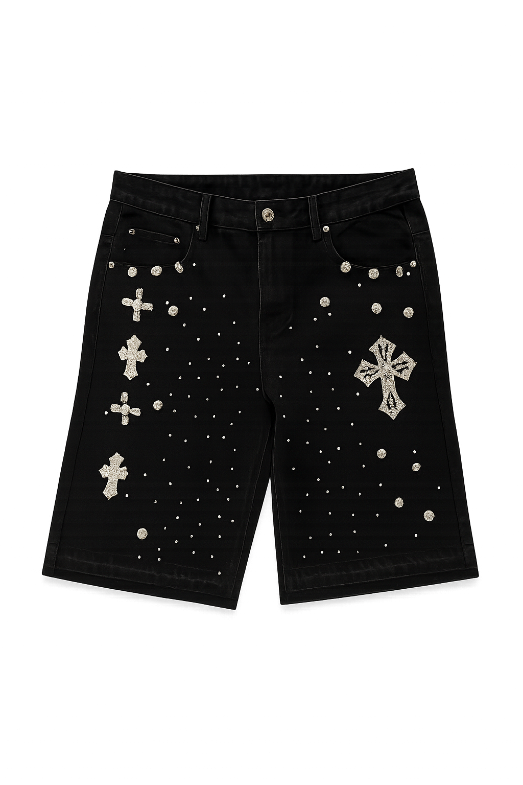 Rhinestone Cross Denim Shorts