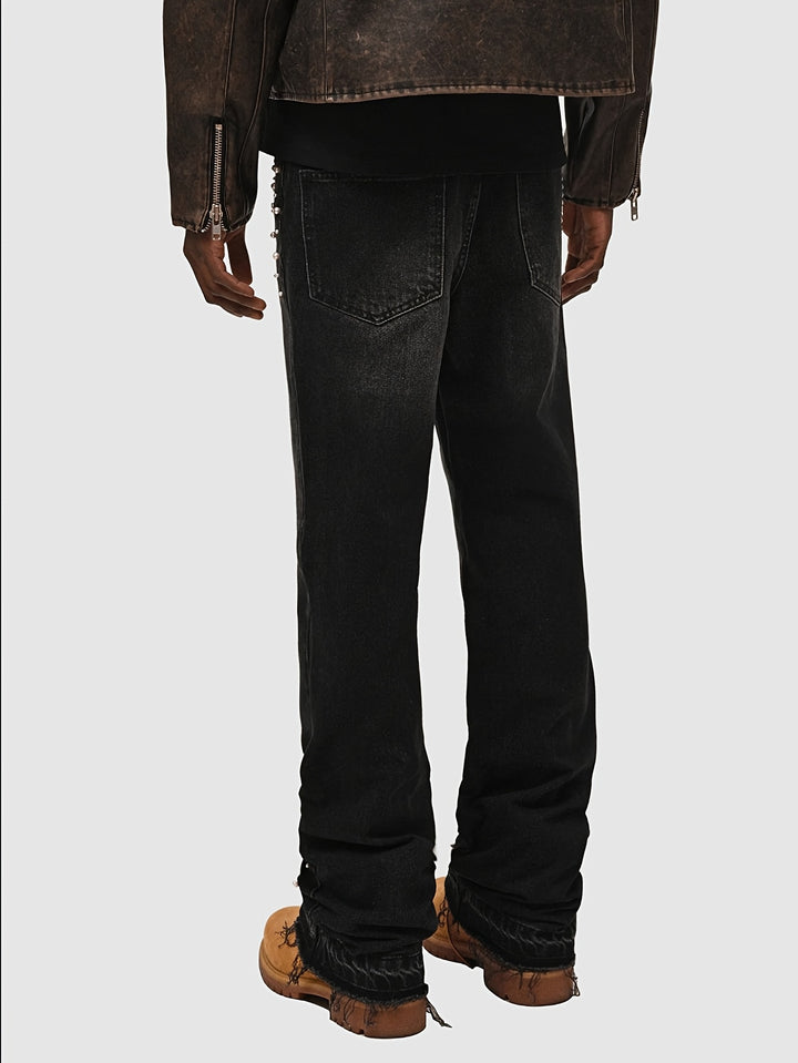 Embellished Pearl Denim Pants