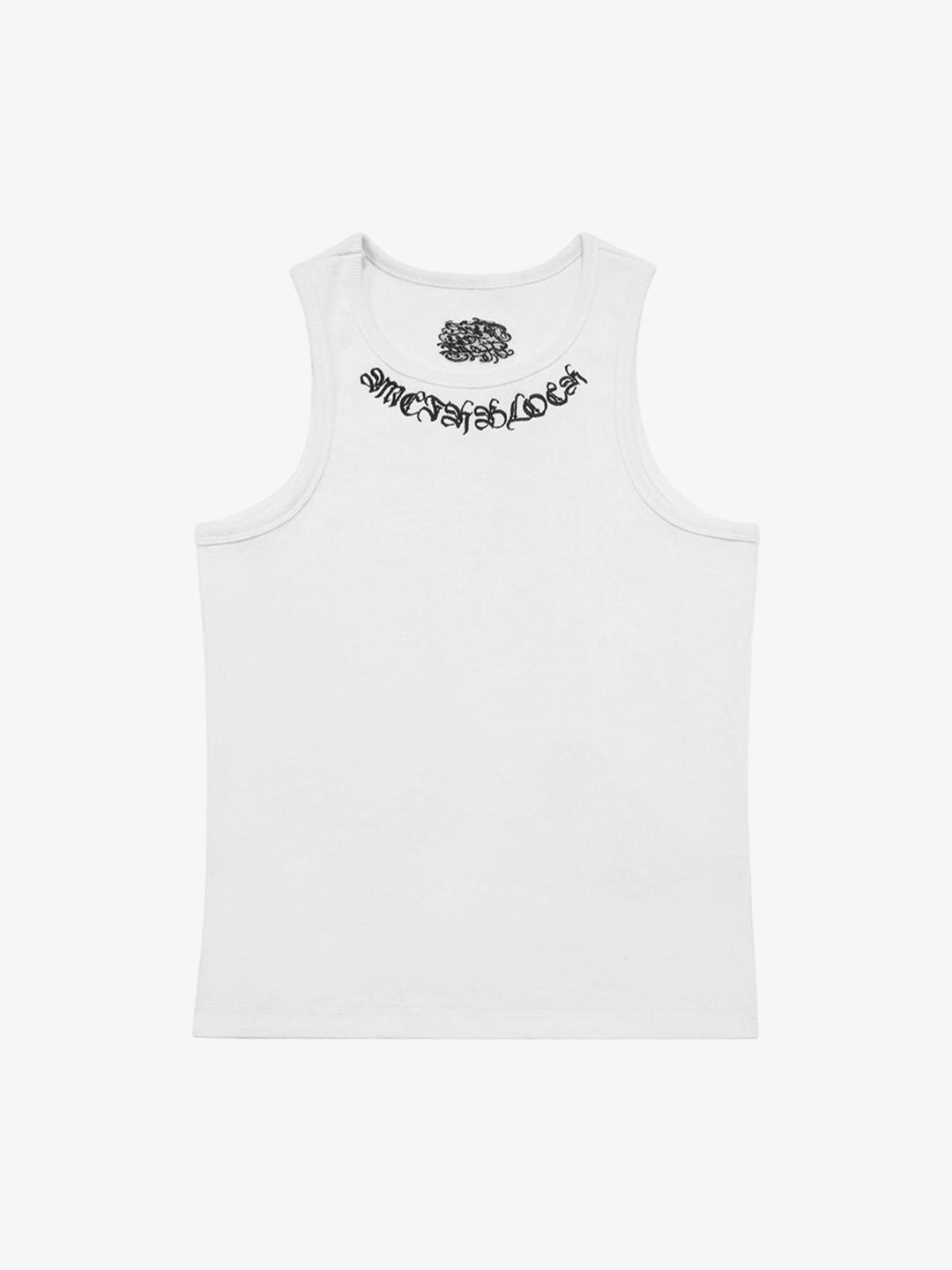 Gothic Lettering Embroidered Ribbed Top