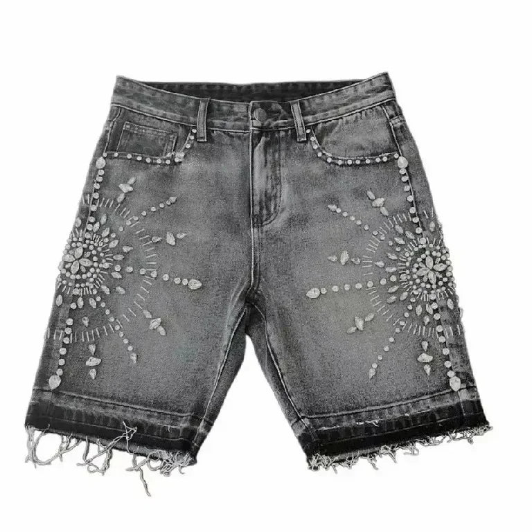 Crystal Burst Denim Shorts