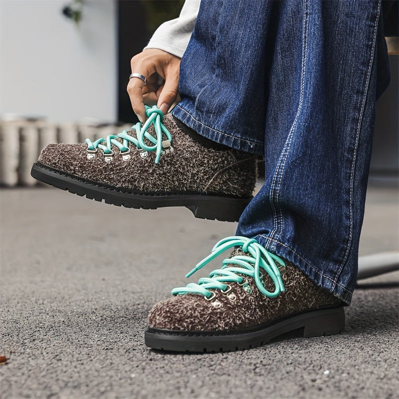 Fuzzy Lace-Up Derby Shoes