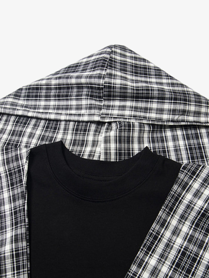 Plaid Hooded Patch Shirt