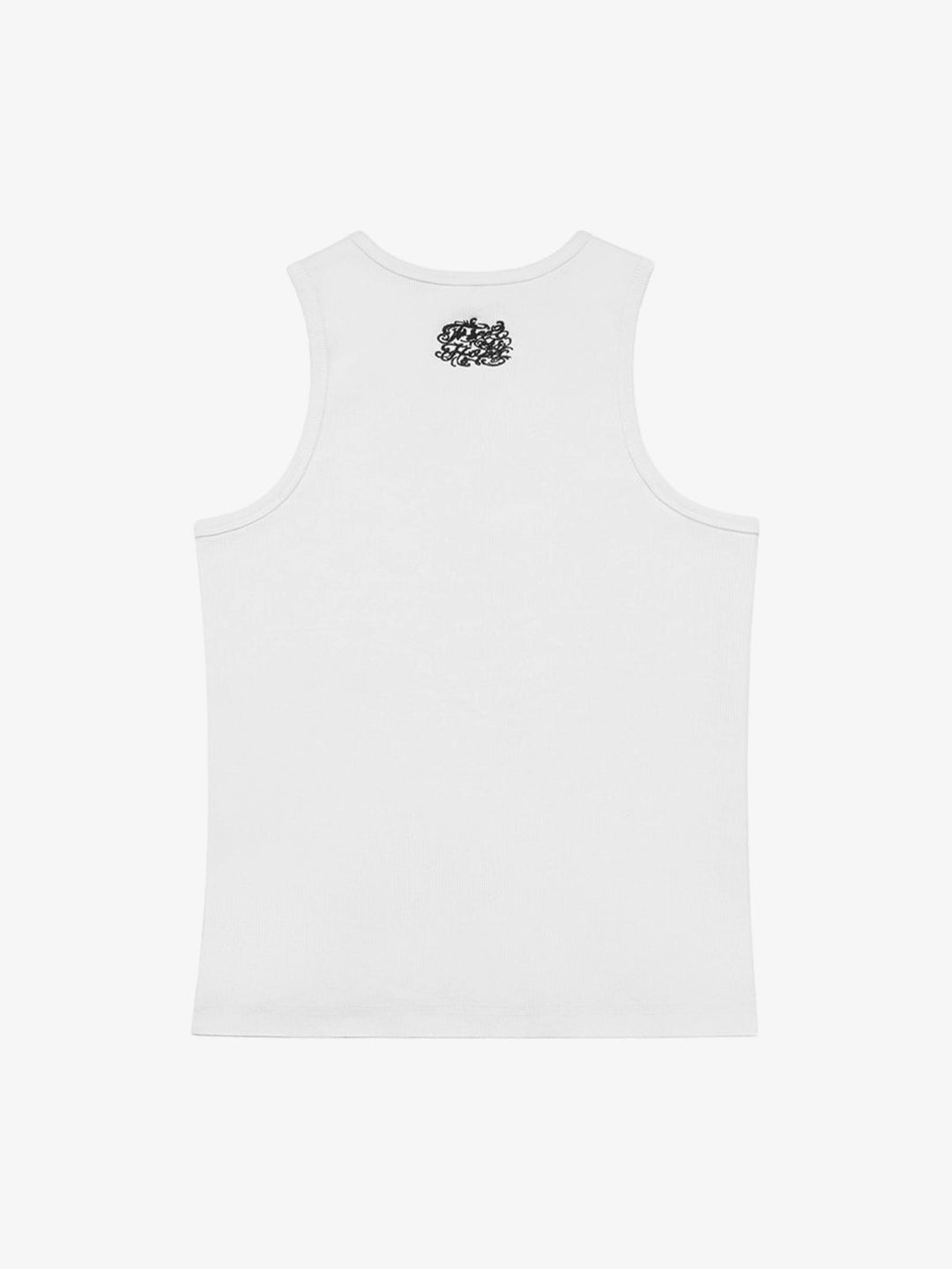 Gothic Lettering Embroidered Ribbed Top
