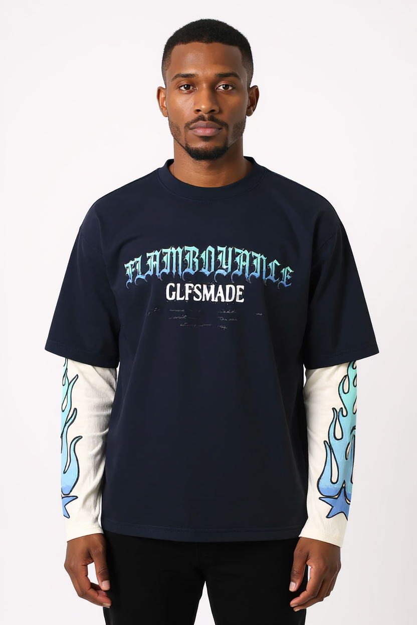 Glfsmade Flame Gradient Letter Long Sleeve