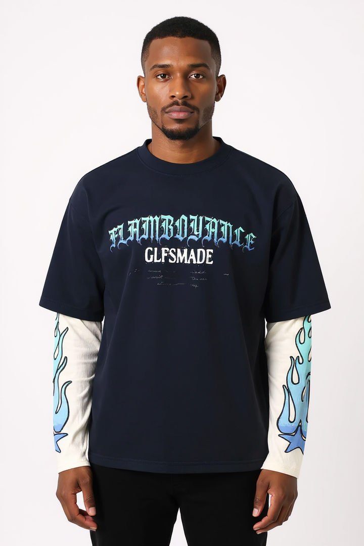 Glfsmade Flame Gradient Letter Long Sleeve