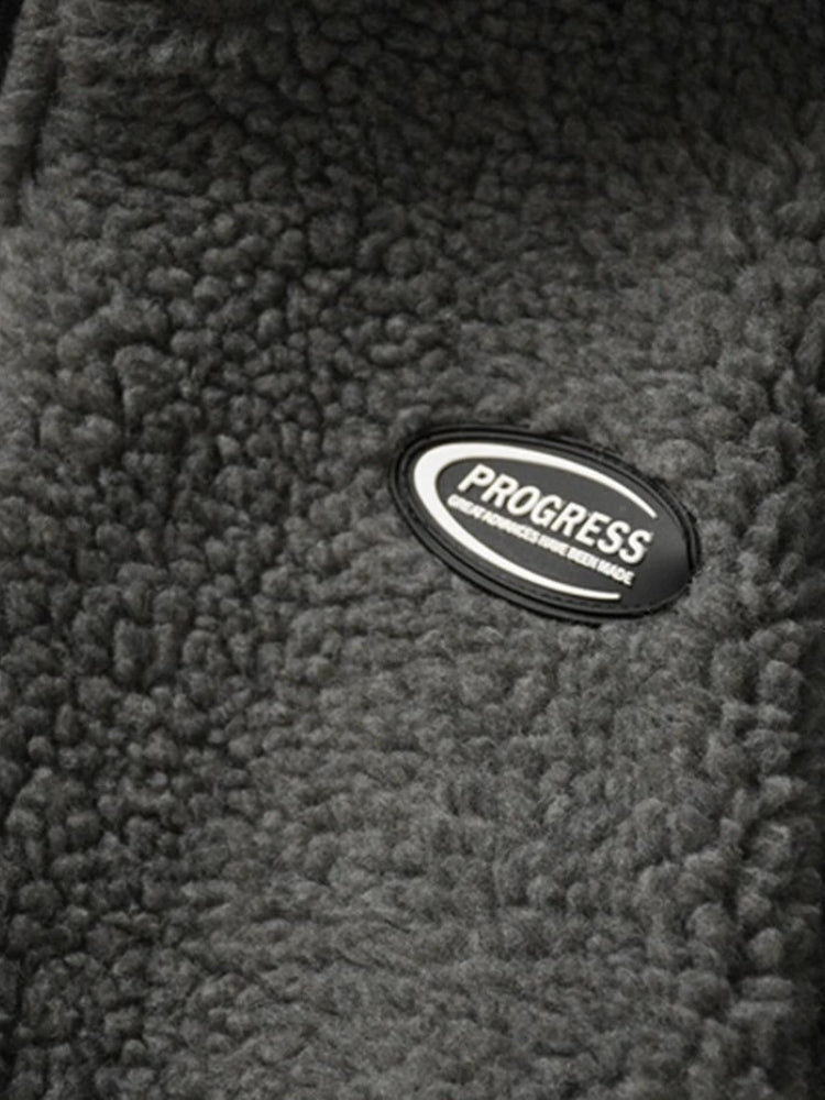 Solid Fleece Zip Jacket