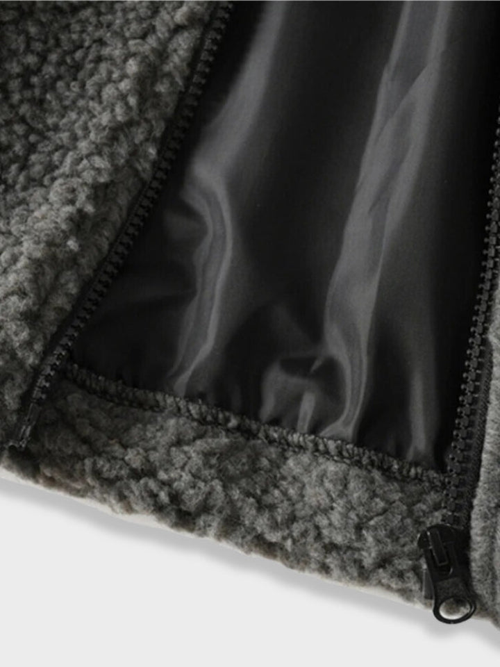 Solid Fleece Zip Jacket