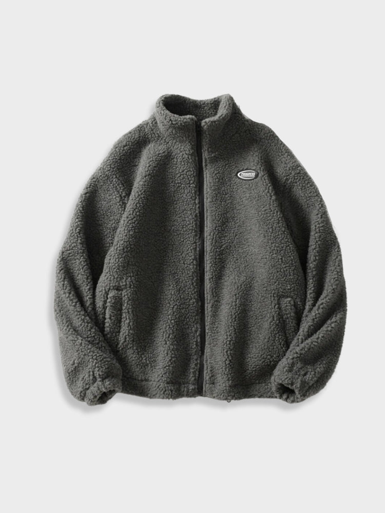 Solid Fleece Zip Jacket