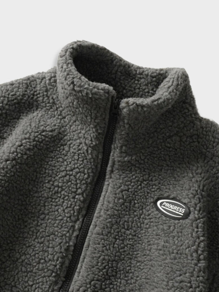 Solid Fleece Zip Jacket