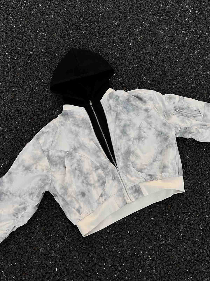 Gradient Hooded Bomber Jacket
