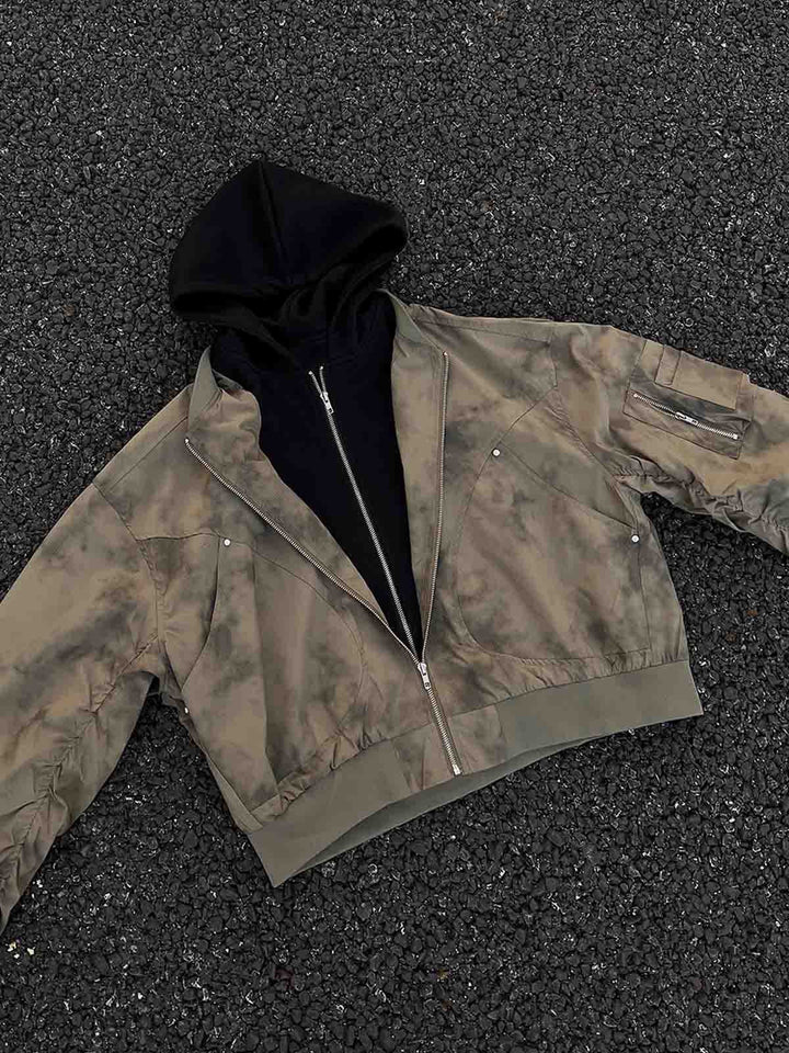 Gradient Hooded Bomber Jacket
