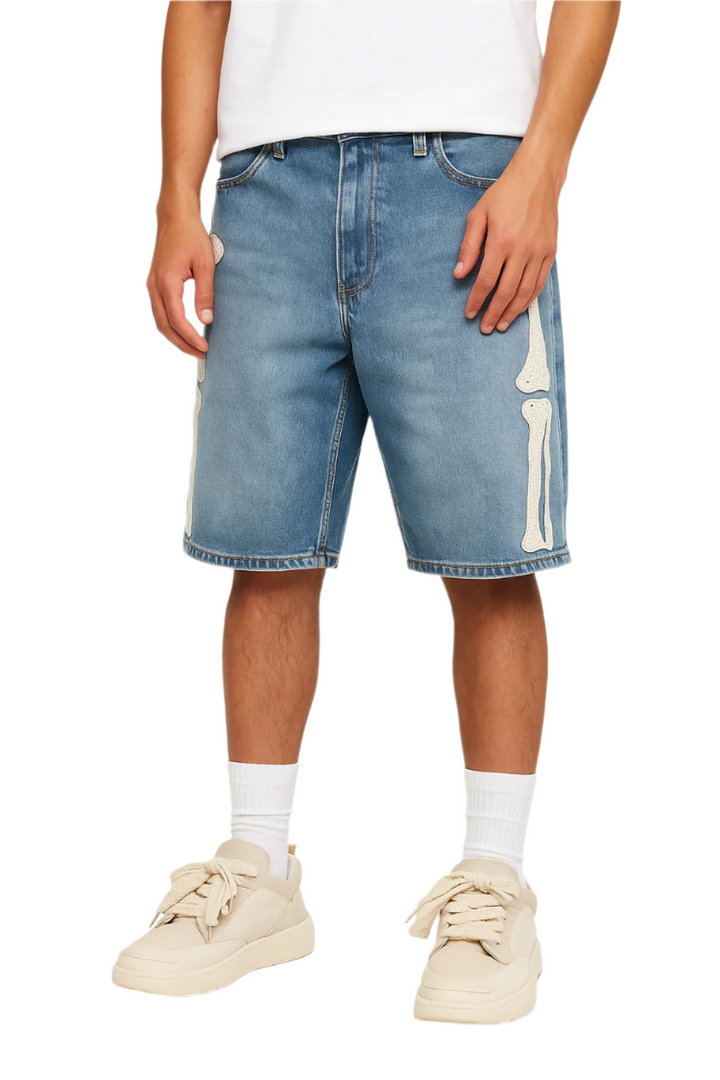 Skeleton Denim Shorts