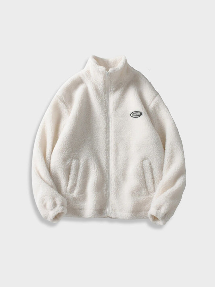 Solid Fleece Zip Jacket